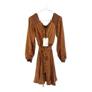 NWT Brook Willow (Boutique) Long Sleeve Shimmering Bronze Dress Size Medium